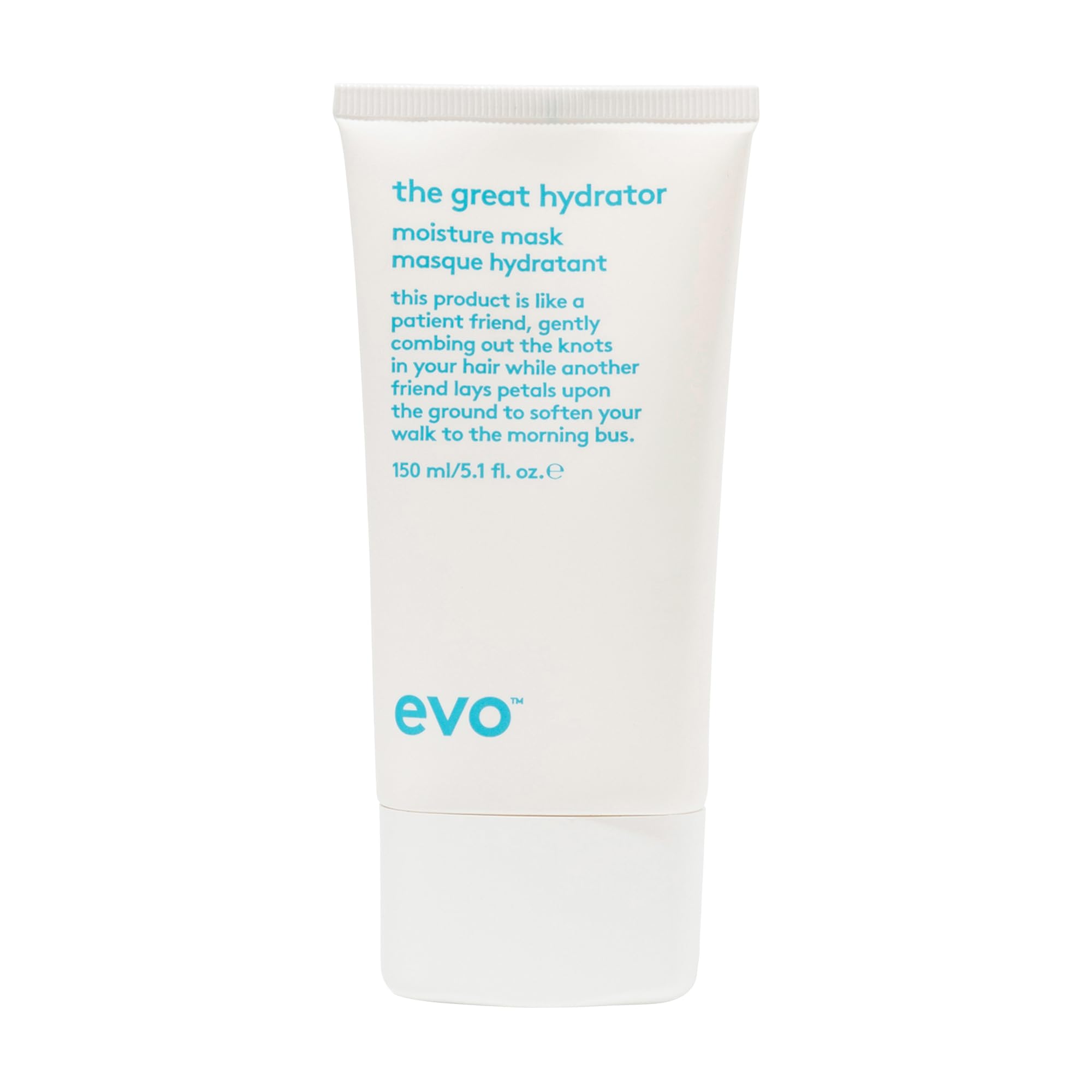 EVO The Great Hydrator Mask bottle demonstrates deep moisture for soft, manageable hair