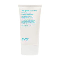 EVO The Great Hydrator Mask bottle demonstrates deep moisture for soft, manageable hair