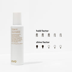 EVO Macgyver mousse foam on hair adds texture.