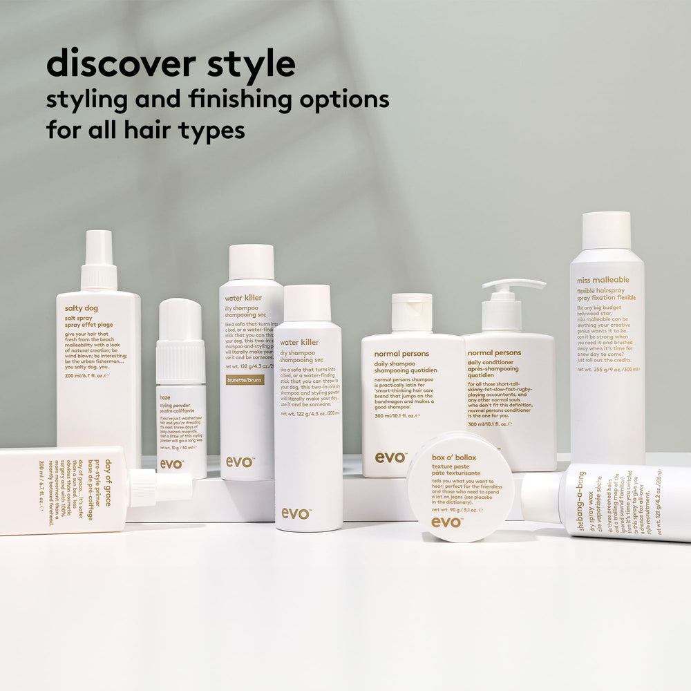 EVO Salty Dog salt spray enables versatile styling for everyday beachy looks.