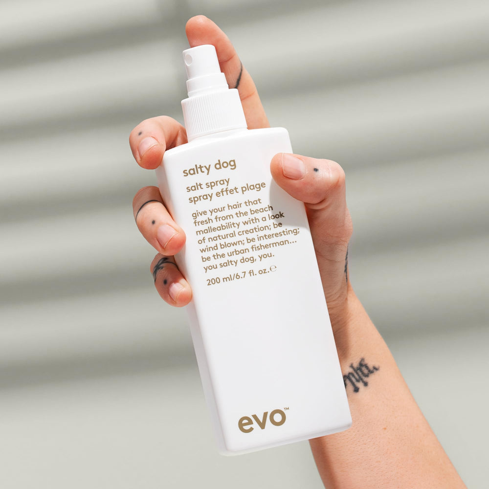 EVO Salty Dog spray allows blow-dry for extra volume and texture.