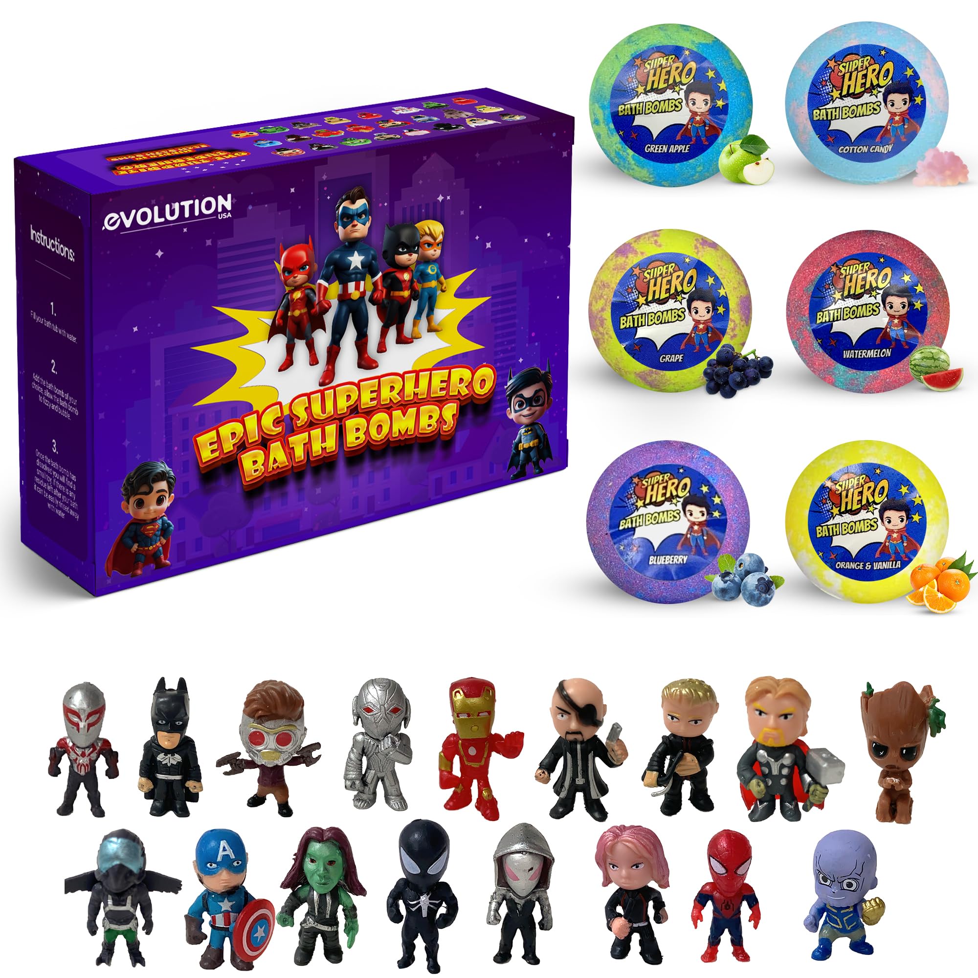 EvolutionUSA bath bombs toy inside unboxing highlighting surprise in each fizz for kids.