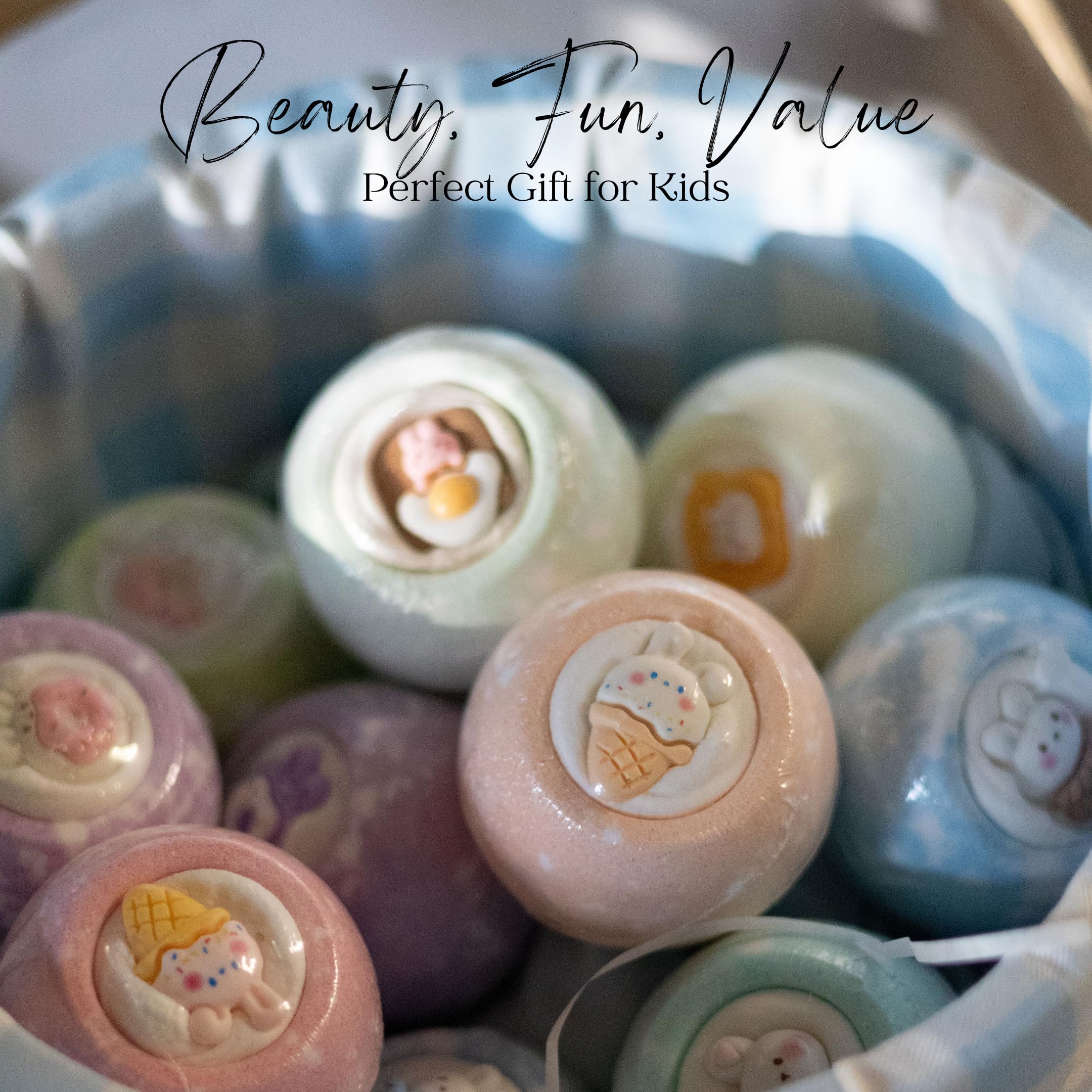 EvolutionUSA Bloom bath bombs colorful round bombs ready to fizz in the tub