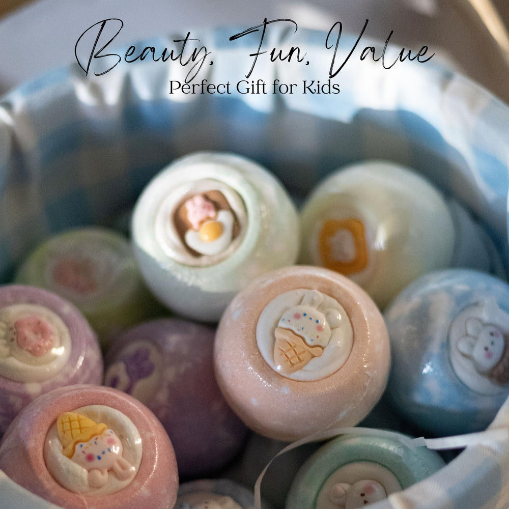 EvolutionUSA Bloom bath bombs colorful round bombs ready to fizz in the tub