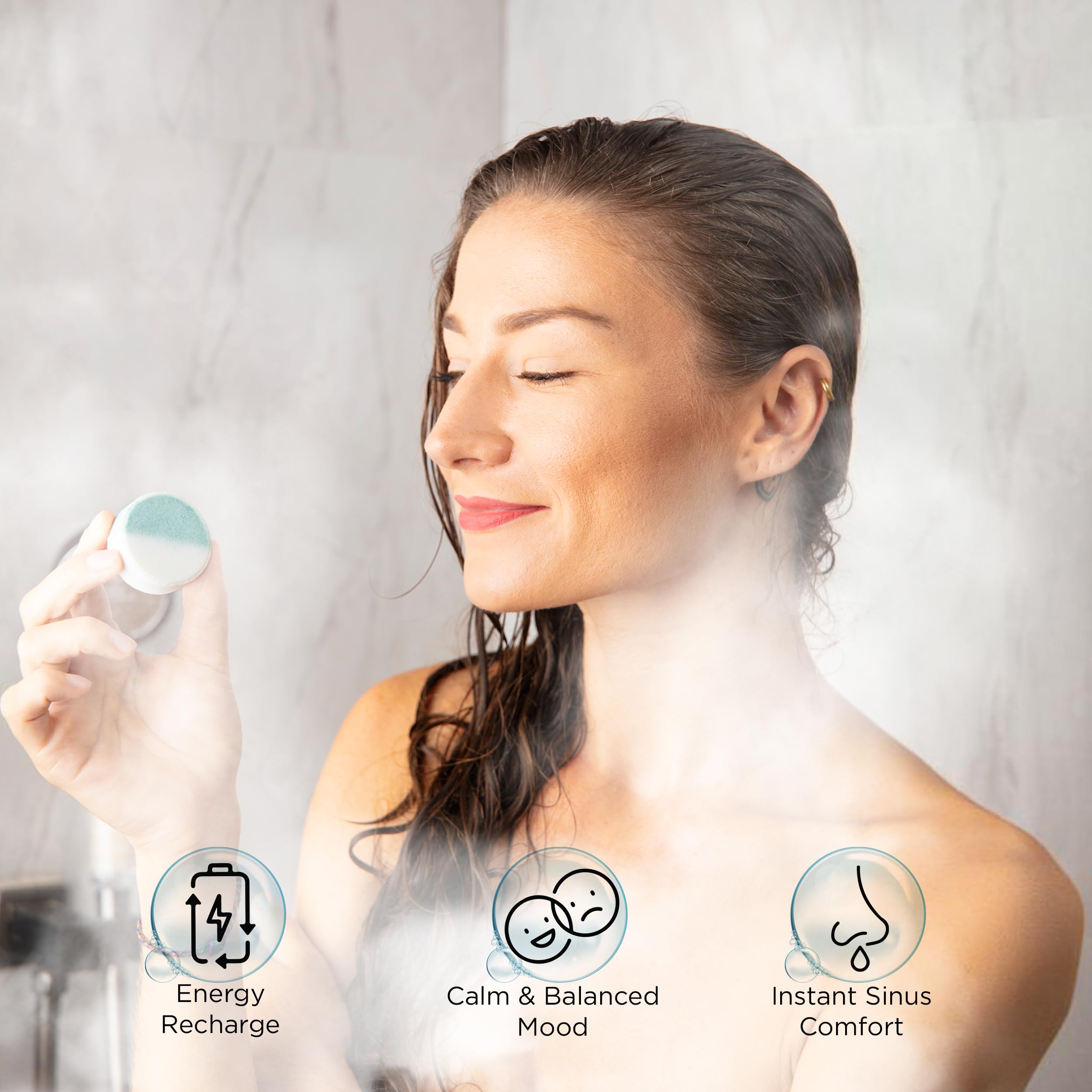 EvolutionUSA Inspire Breathe Steamers mint-eucalyptus block dissolving in steam for spa-like aromatherapy