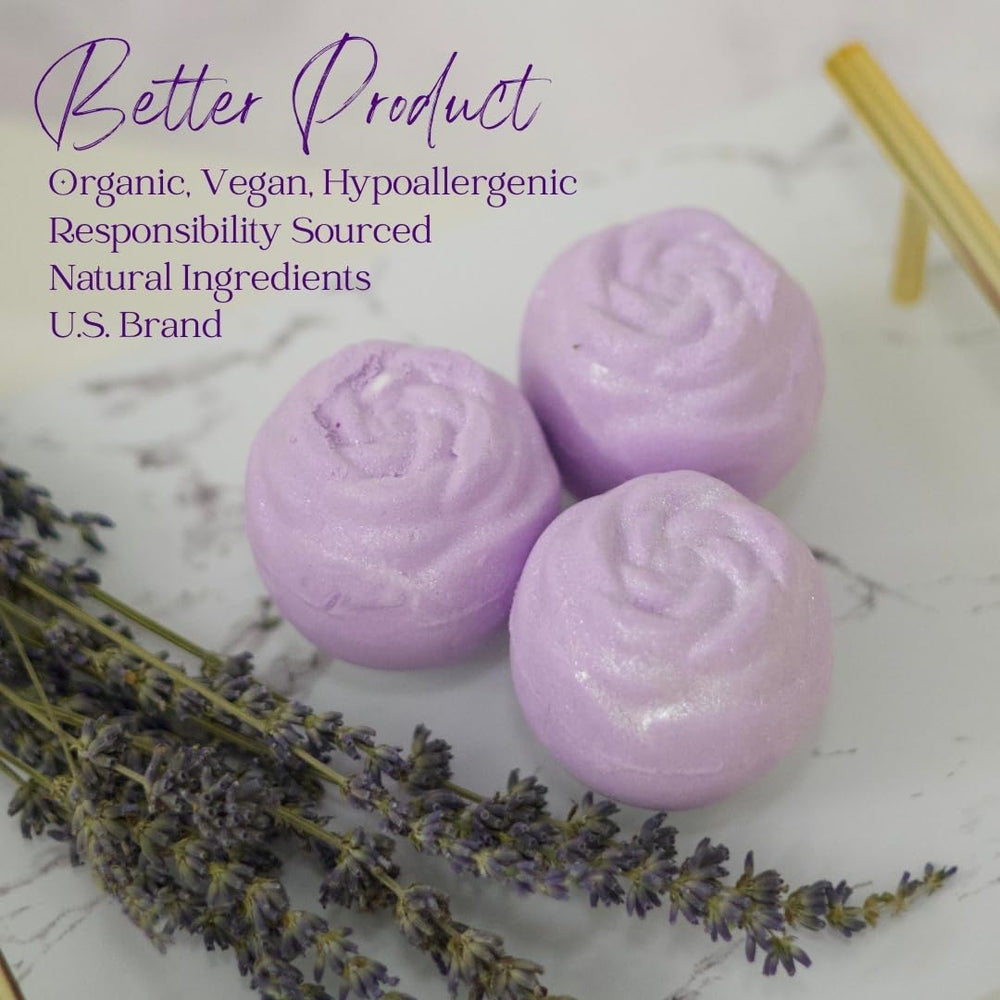 EvolutionUSA Lavender Dreams bath bombs tub scene highlights soothing aroma and relaxing soak