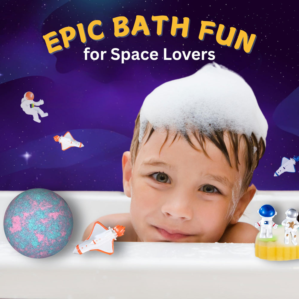 EvolutionUSA Space Bath Bombs astronaut toy inside fuels imaginative bath play.