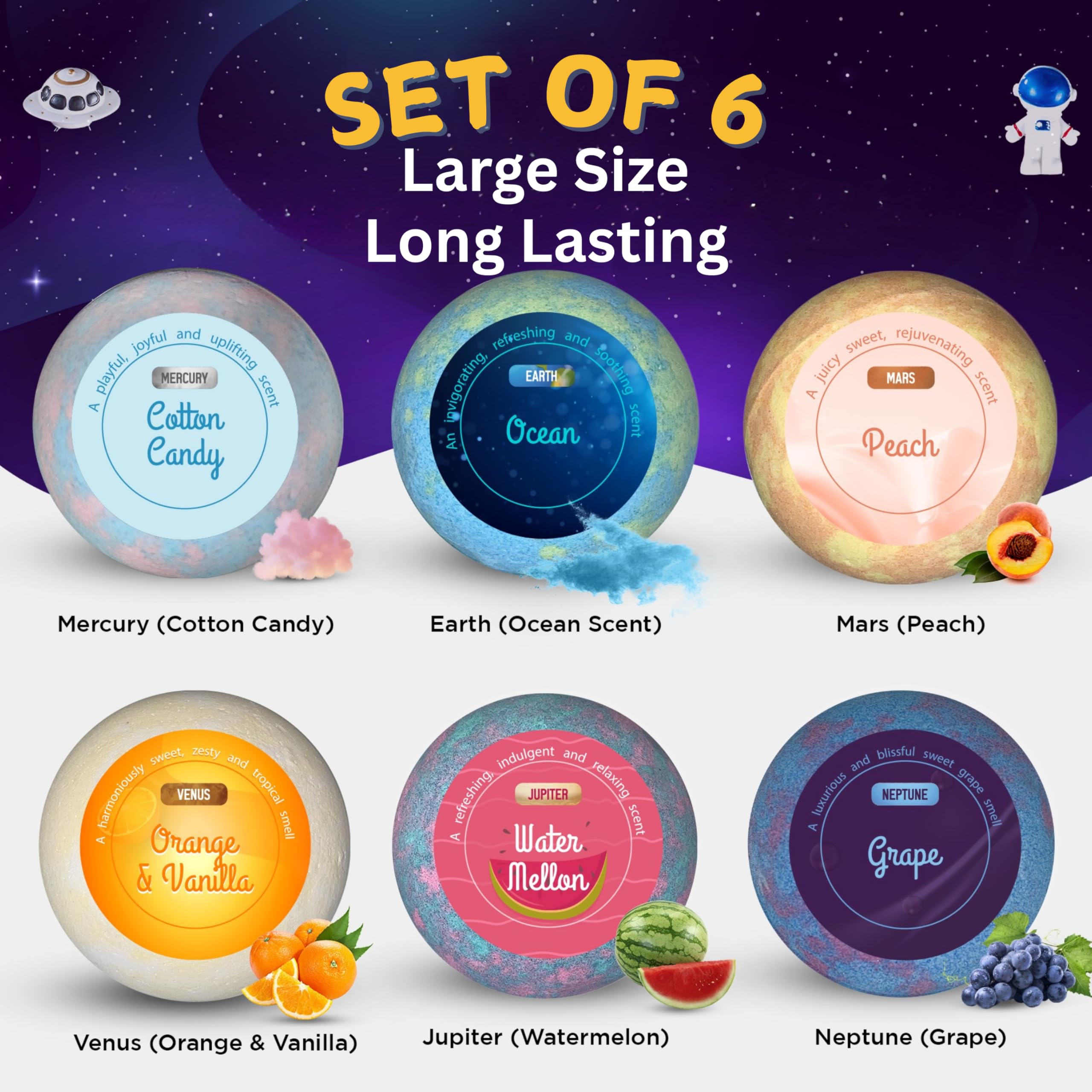 EvolutionUSA Space Bath Bombs colorful bubbles create a playful, soothing bath.