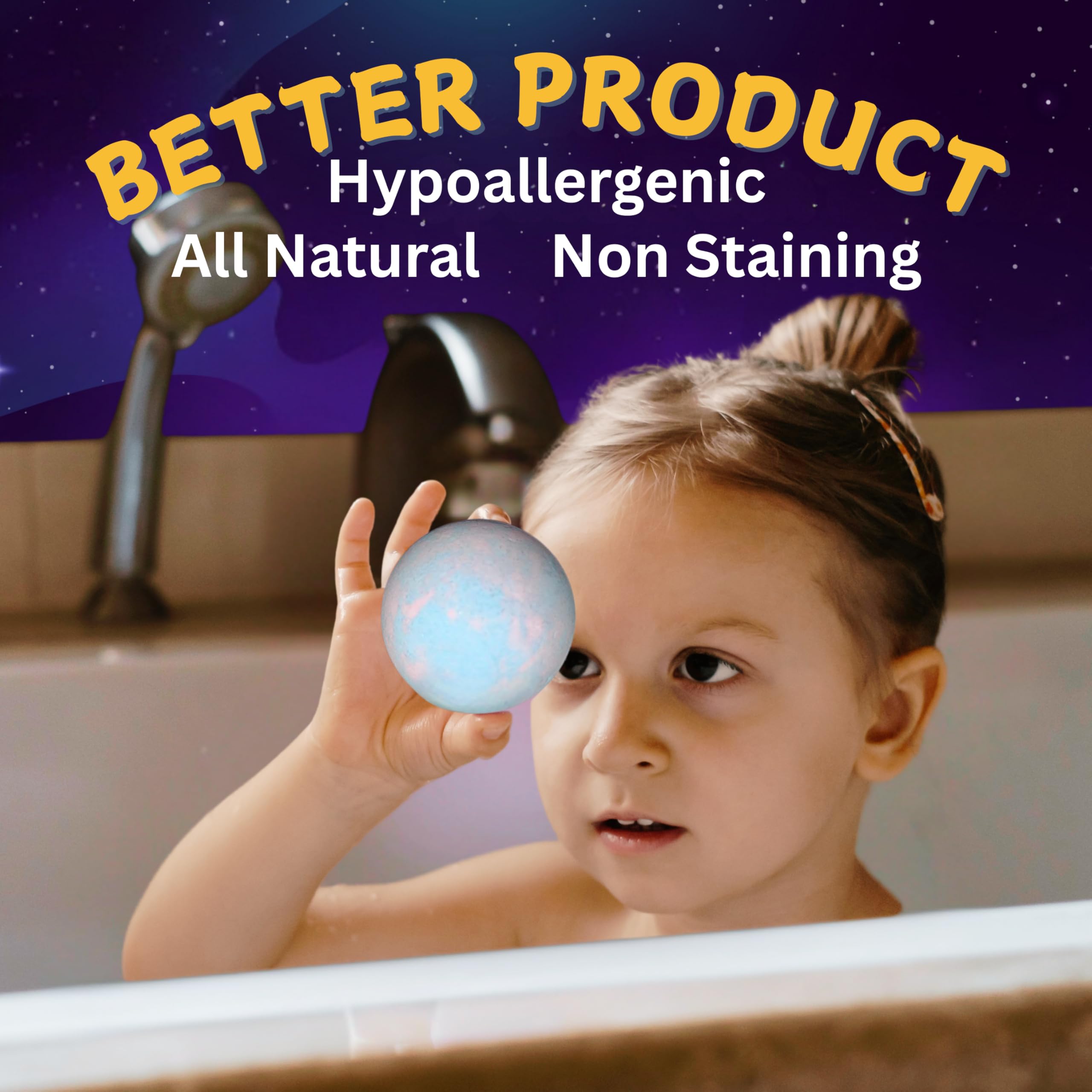 EvolutionUSA Space Bath Bombs offer kid-friendly scents like Cotton Candy.