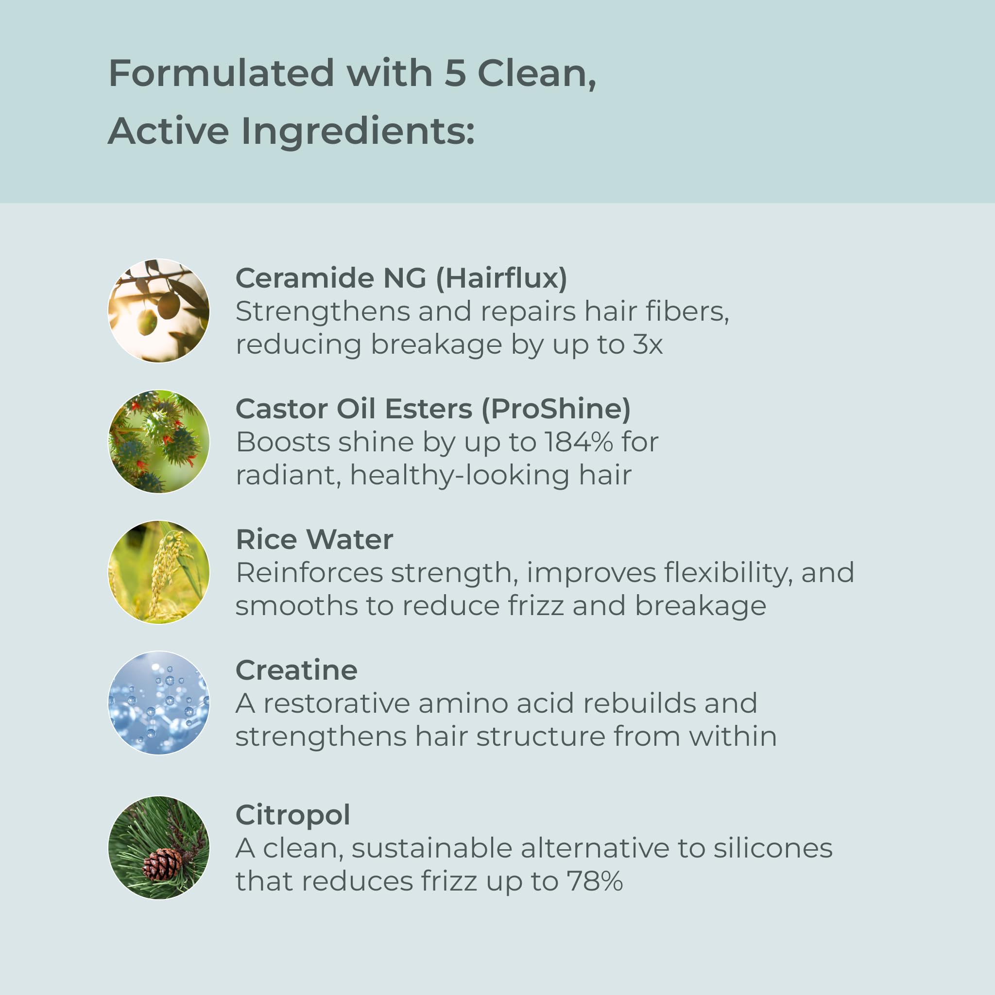 Hair strands glistening with shine after EVOLVh conditioning
