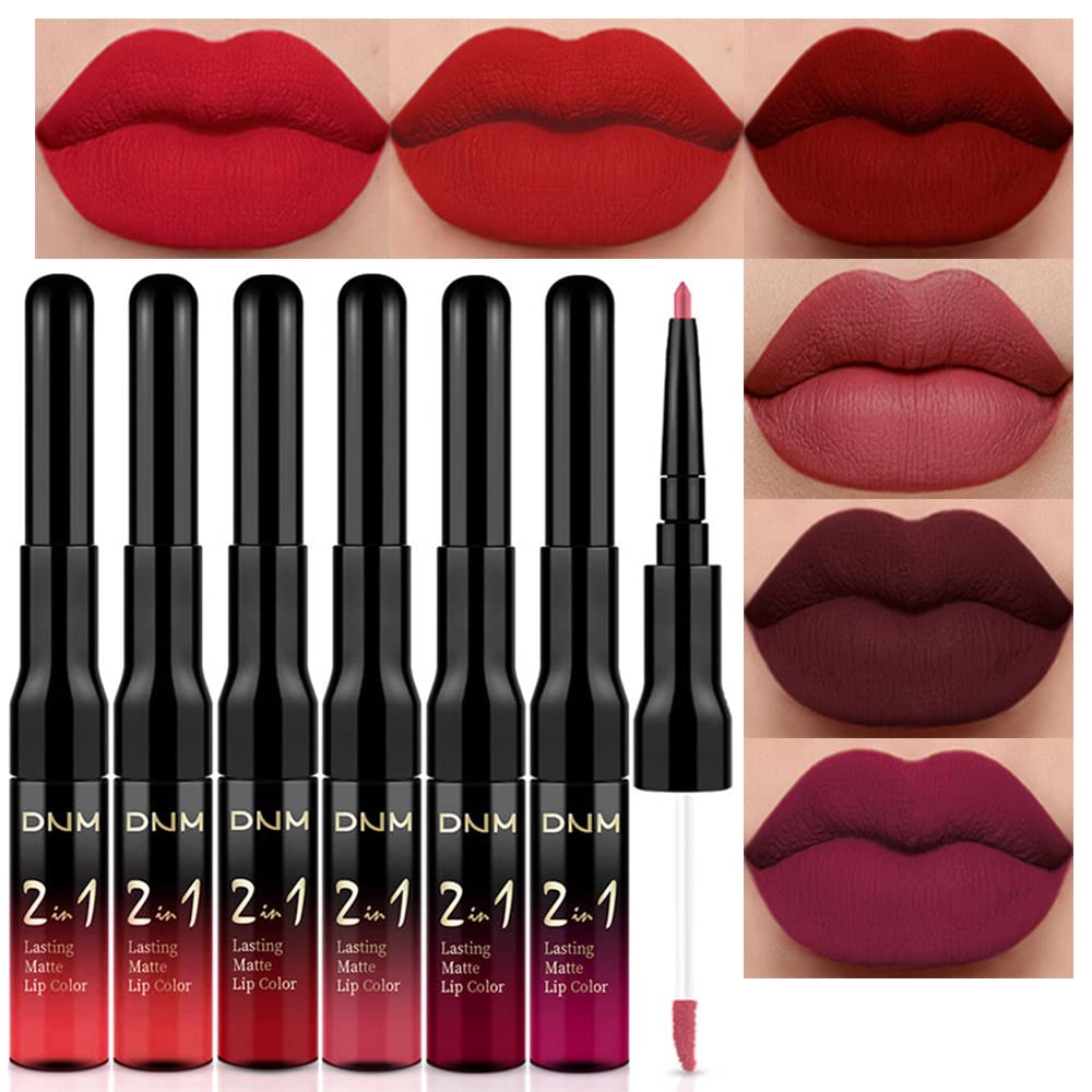 evpct 6pcs dark red mauve purple plum matte lip stain set swatches offering all-day color