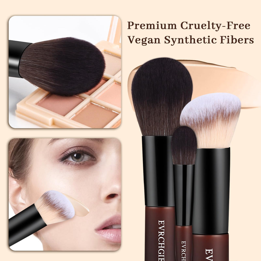 EVRCHGIEA sleek black-brown travel case shown with brushes