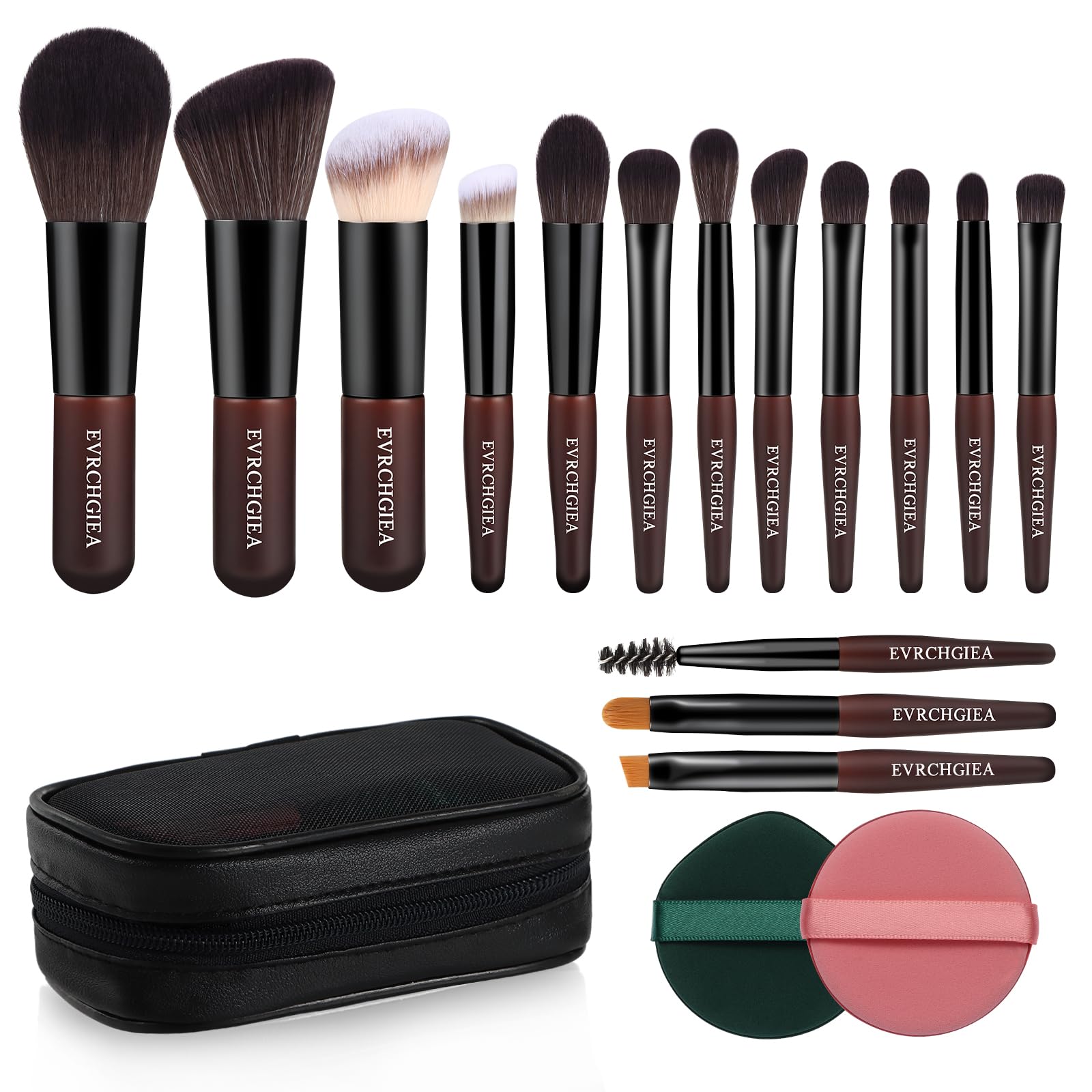 EVRCHGIEA Travel Makeup Brush Set in case for on-the-go portability