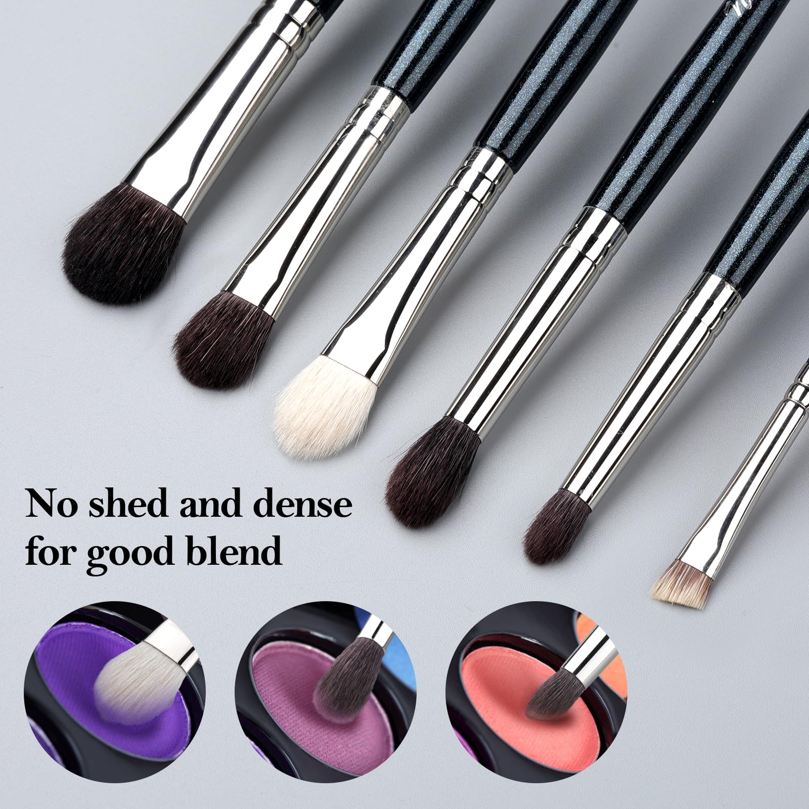 EVRCHGIEA wooden-handled brushes provide comfortable grip during detailed eye makeup.