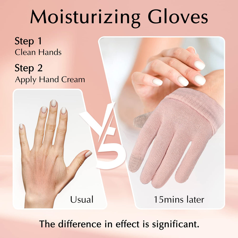 Evridwear featherweight pink glove on hand shows comfortable nightwear fit