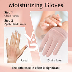 Evridwear featherweight pink glove on hand shows comfortable nightwear fit