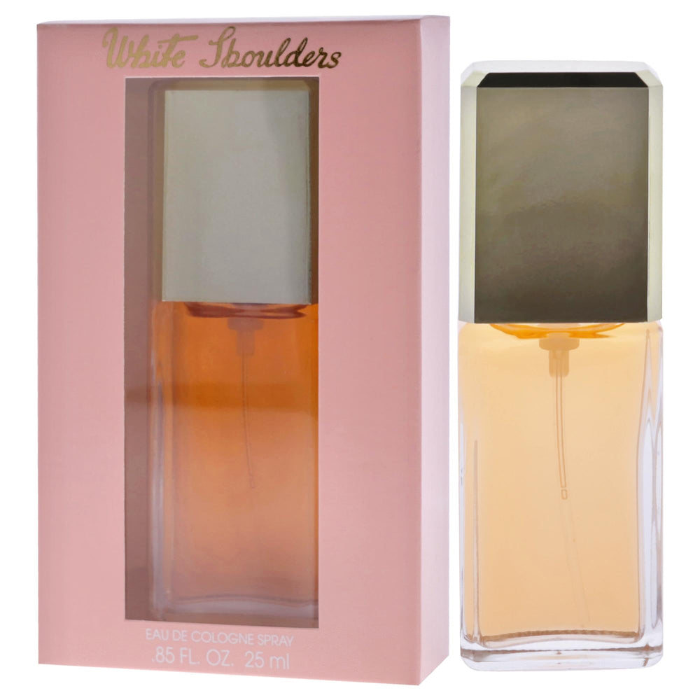 Evyan White Shoulders bottle back view highlights classic design for elegant gifting options.
