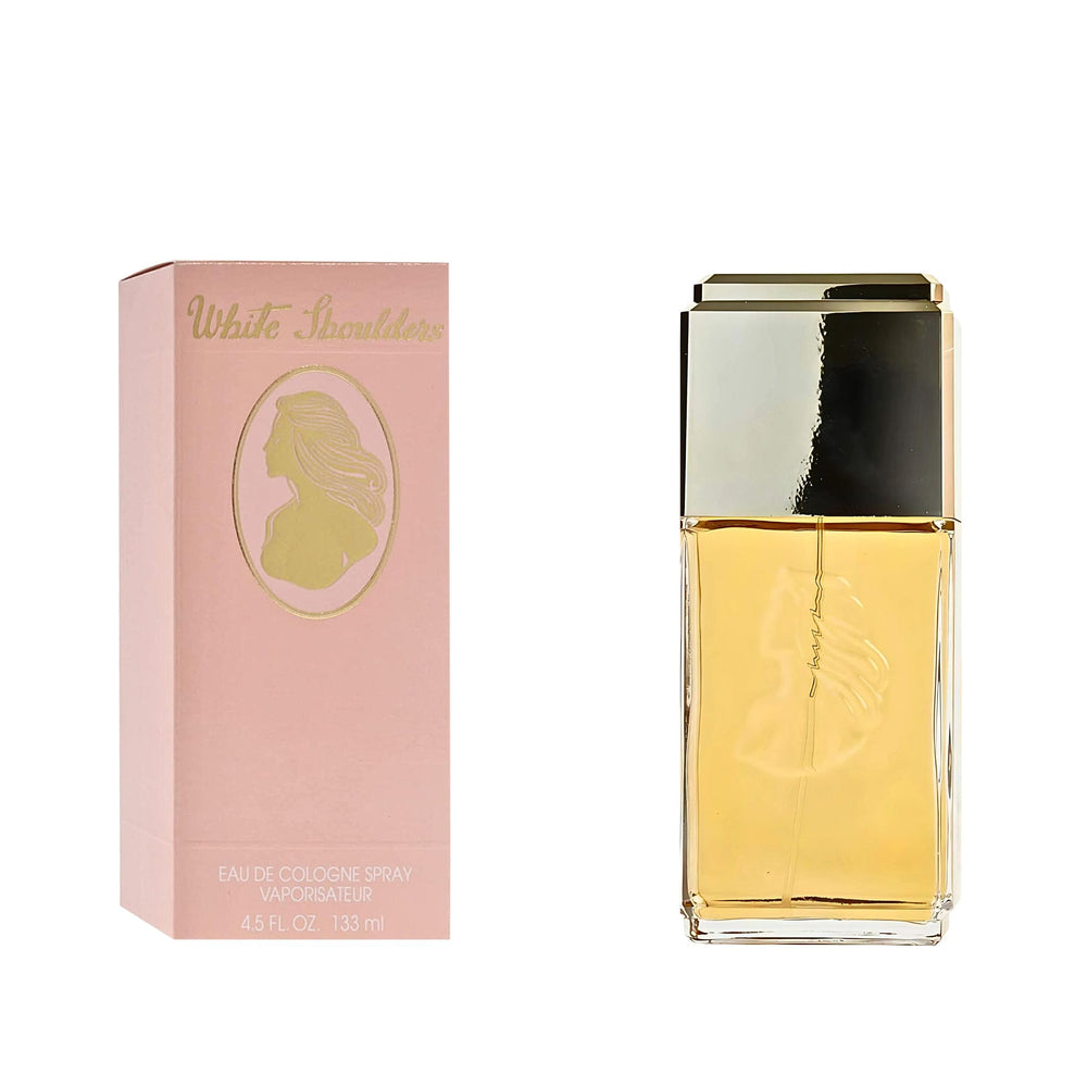 Evyan White Shoulders bottle front; timeless elegance for daily wear.