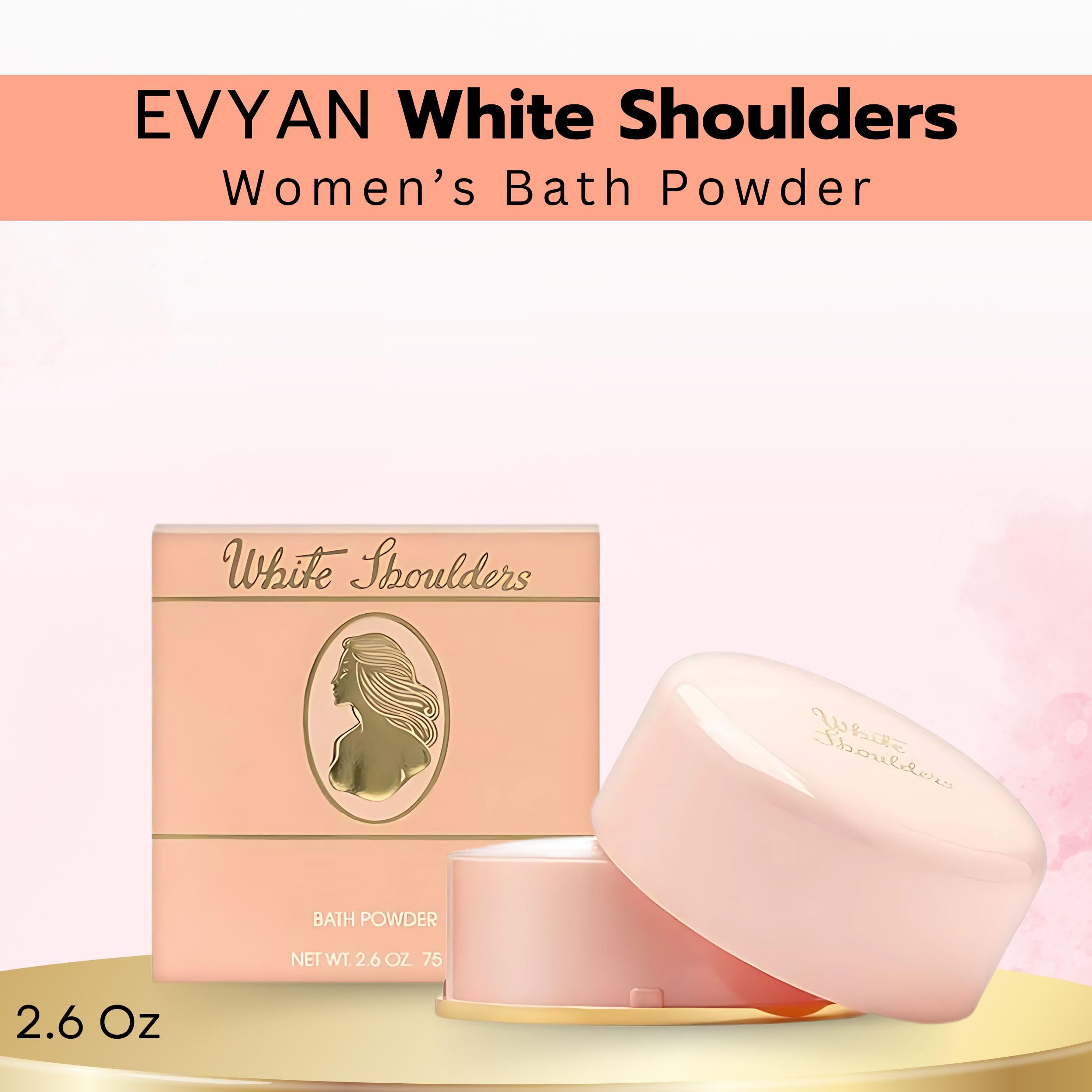 Evyan White Shoulders puff enables easy, luxurious application.