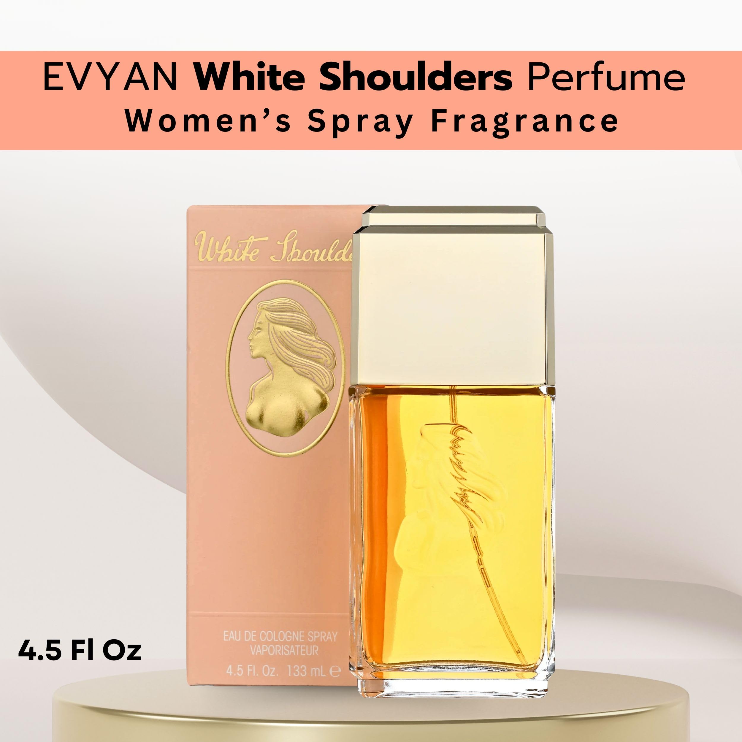Evyan White Shoulders spray-mist in action; reveals floral notes.