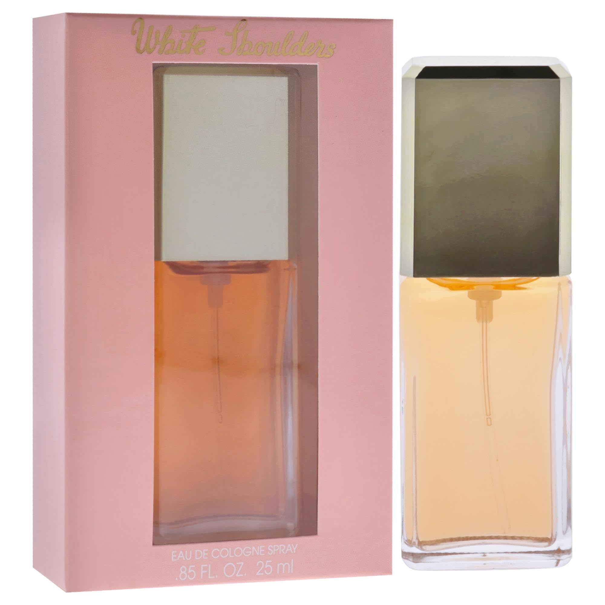 Evyan White Shoulders travel-size spray demonstrates portability for on-the-go fragrance.