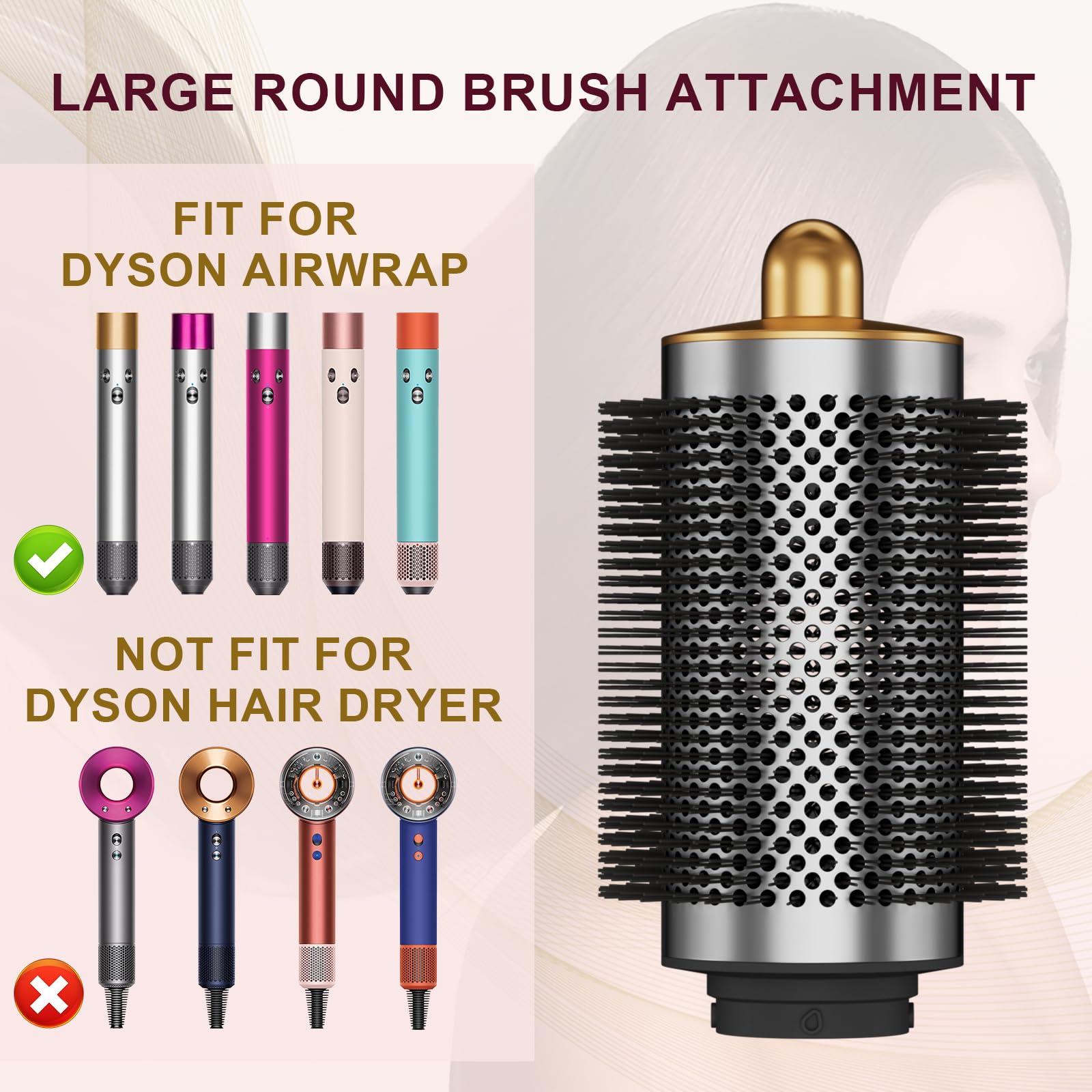 Ewigpower large round brush Dyson for quick volumizing blowouts and root lift.