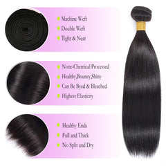 EWOSS Brazilian straight bundles 20-inch unpacked weft showing silky texture for versatile looks.