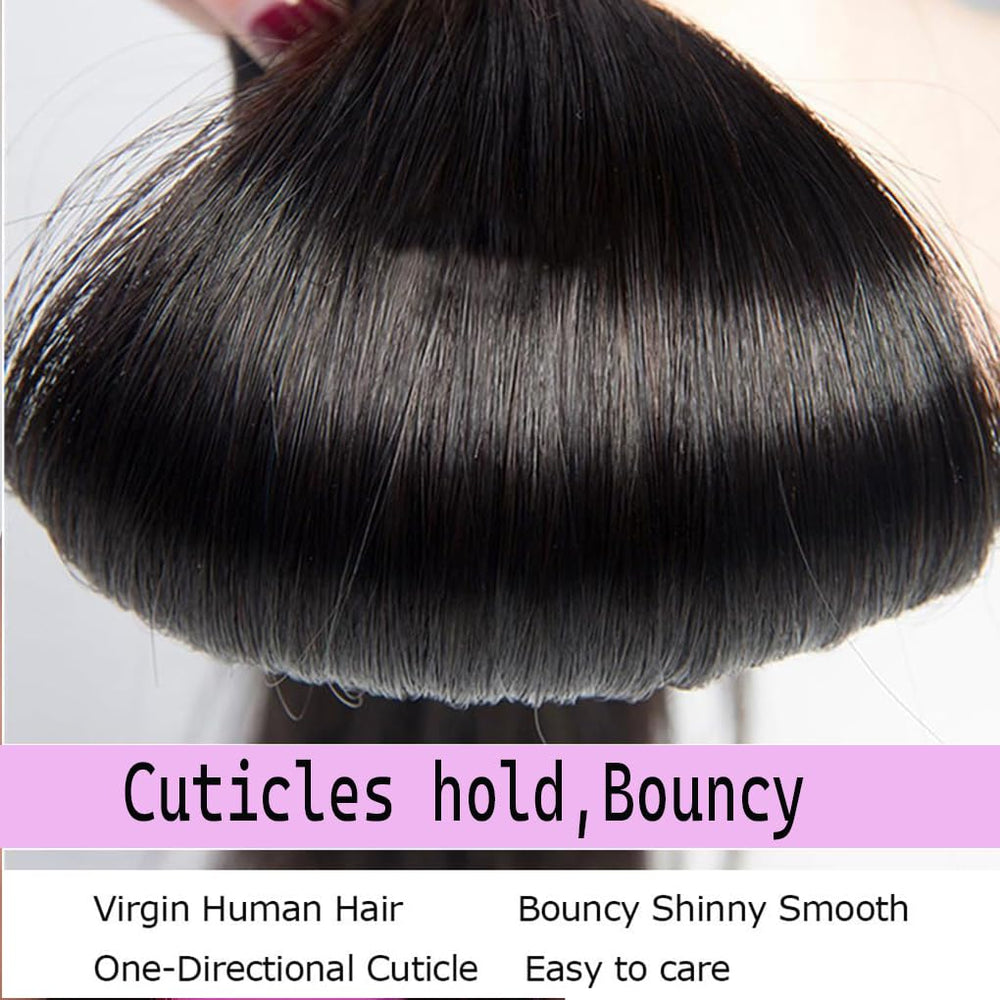 EWOSS Brazilian straight bundles 22-inch close-up with glossy shine for long, sleek styles.