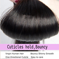 EWOSS Brazilian straight bundles 22-inch close-up with glossy shine for long, sleek styles.