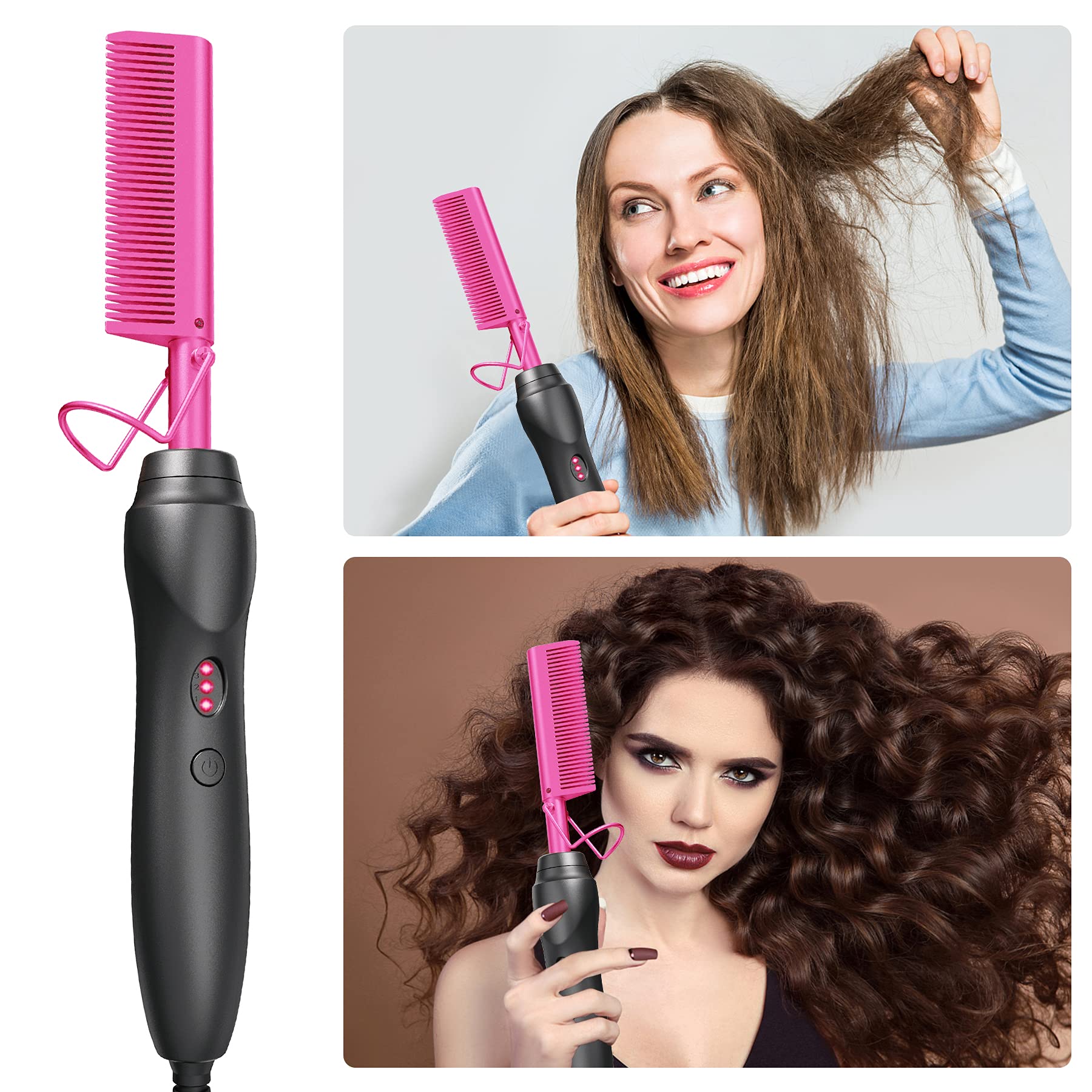 EWSNM pink hot comb delivers smooth, natural-looking straightness for natural hair.