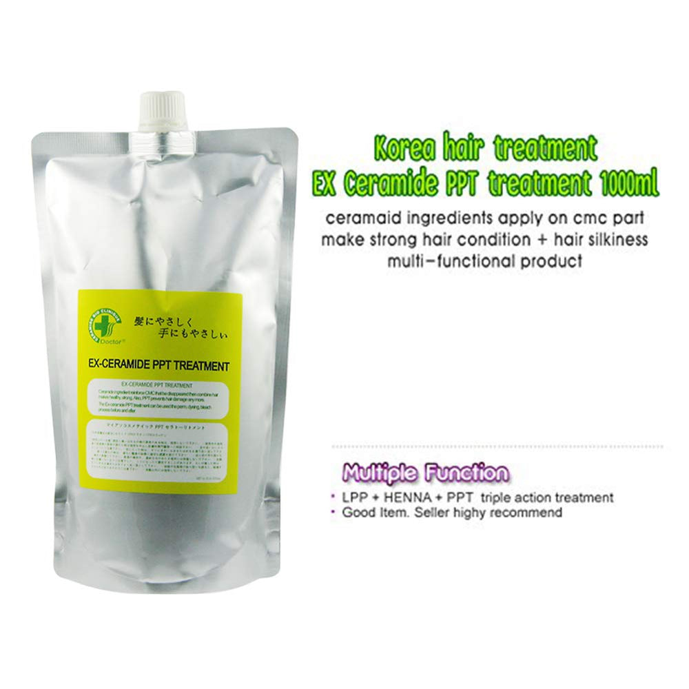 Ex Ceramide PPT Treatment 1000ml packaging on display for salon-ready conditioning
