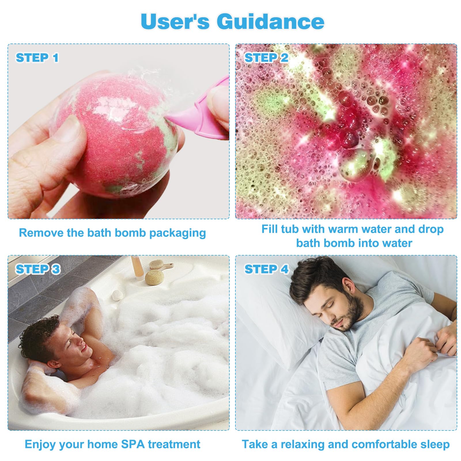 Excalla epsom salt bath bomb aids muscle relief in a luxurious soak.