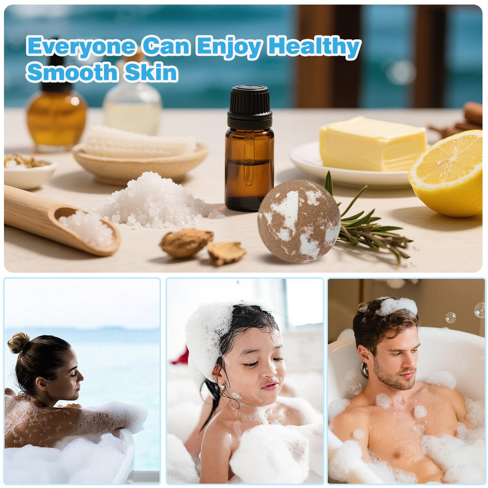 Excalla teak bath bomb provides soothing scent to unwind after a long day.