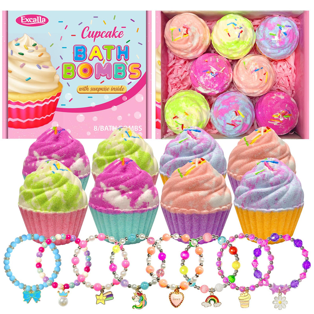 Excalla bath bombs for kids with toy inside, playful jewelry reveal