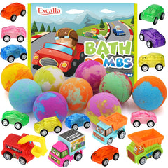 Excalla 9-pack bath bombs with toys inside for colorful, playful bath time