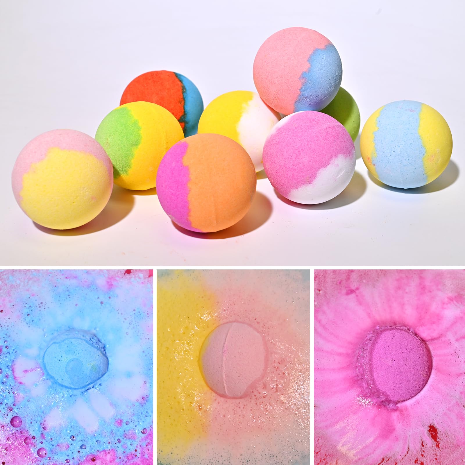 Excalla kids bath bomb color dissolves lightly with no tub stains easy cleanup