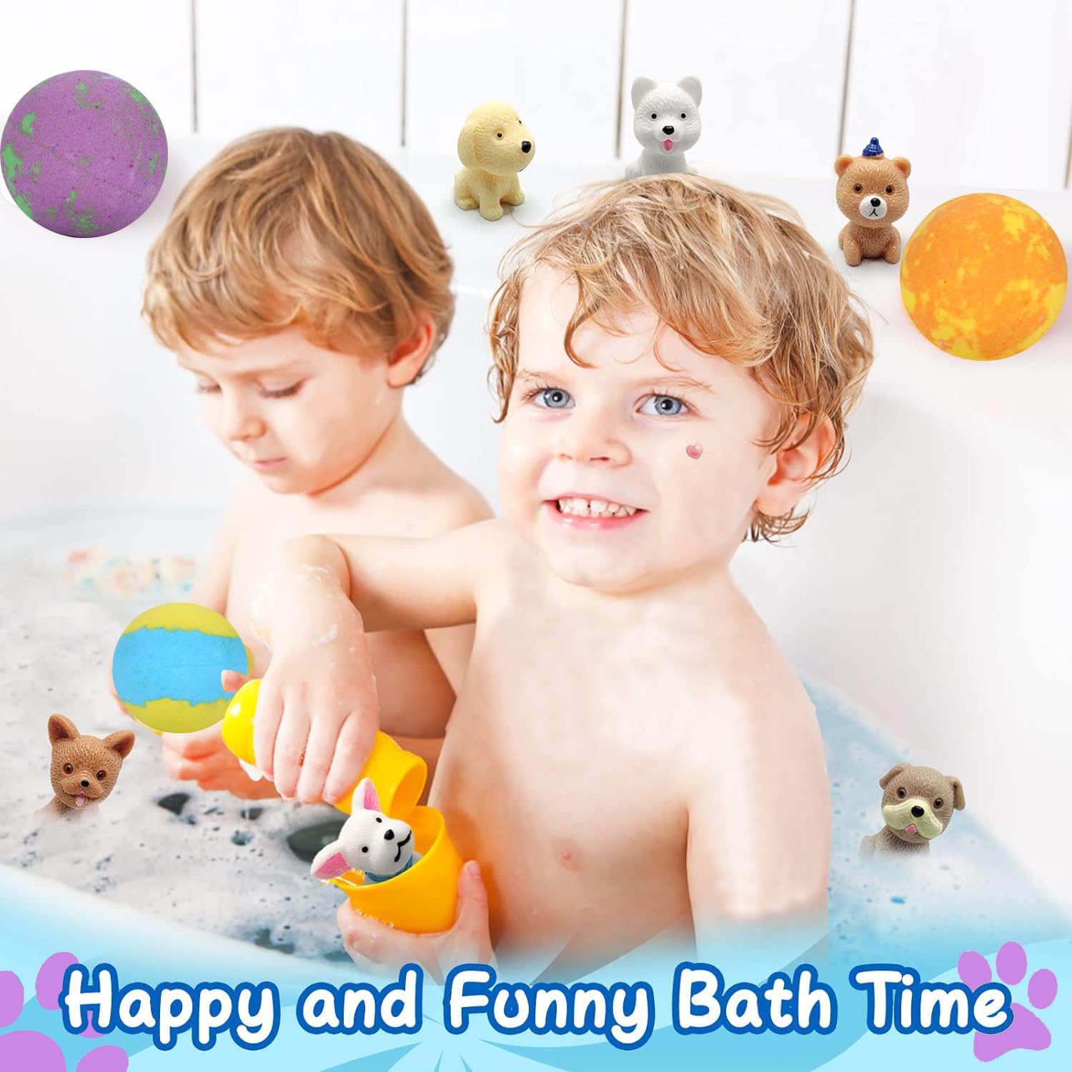 Excalla grapefruit scented bath bomb creates a calming bath mood.