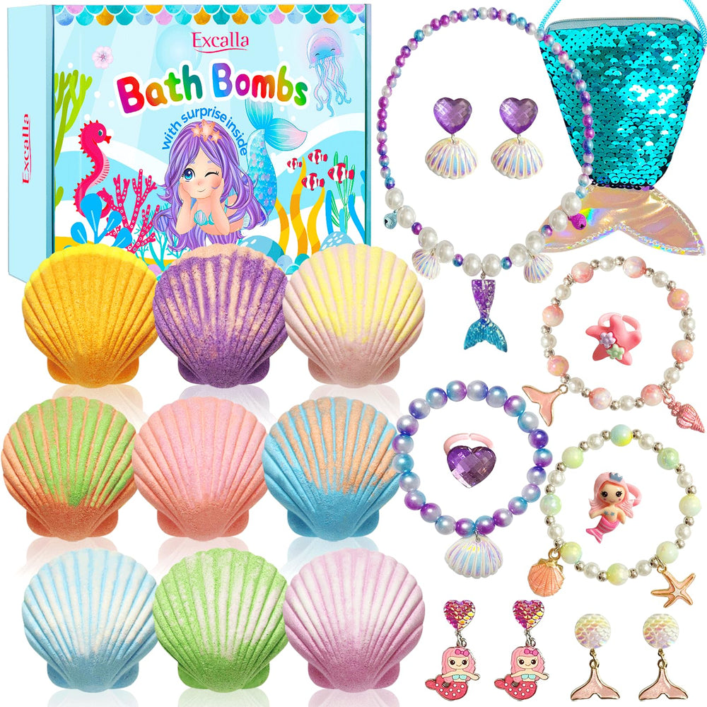 Excalla Mermaid Bath Bombs packaging shown as a gift-ready box for festive gifting