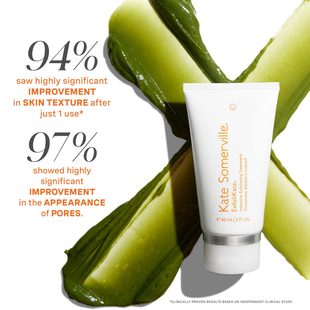 Exfolikate ingredients image featuring fruit enzymes and AHAs for gentle resurfacing.