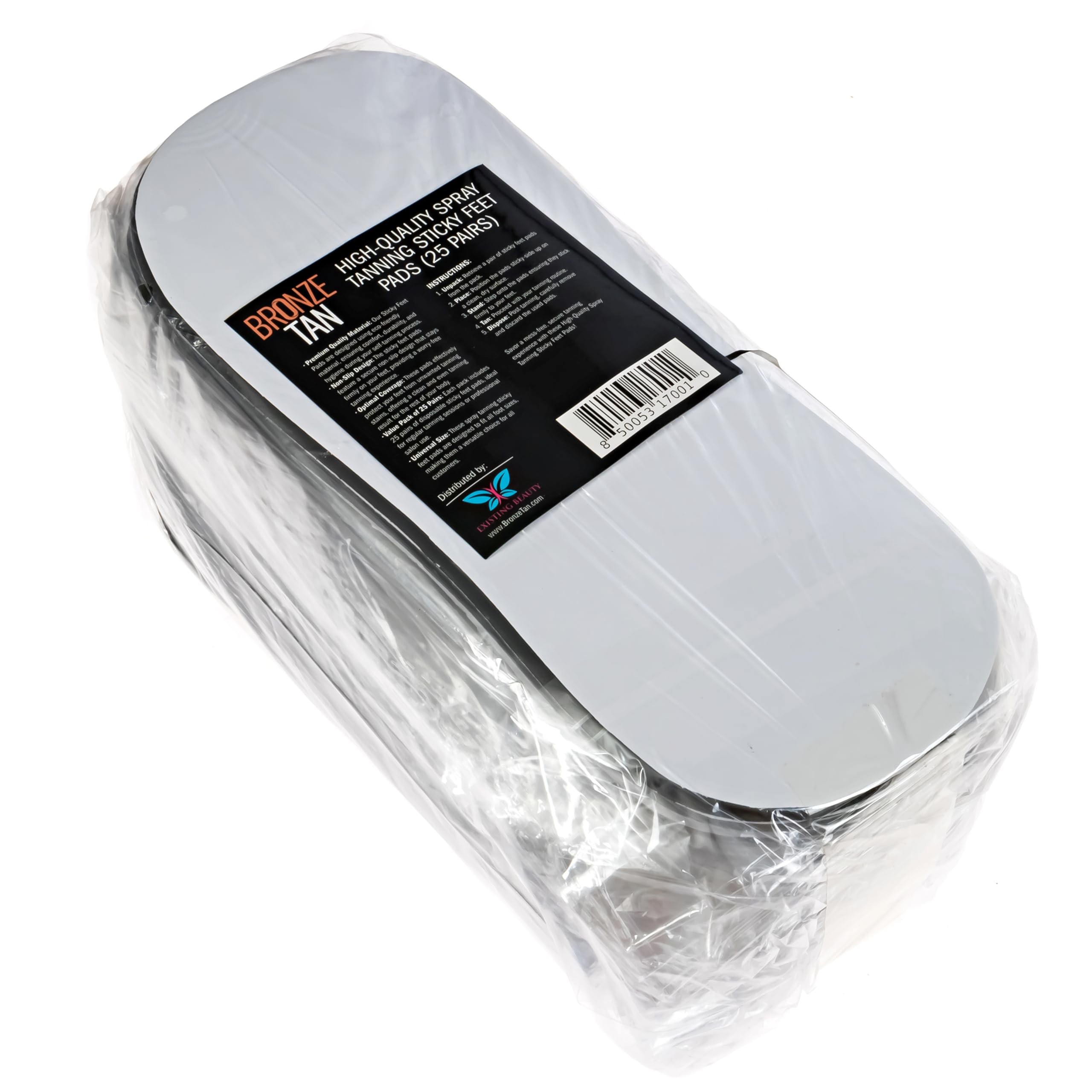 Existing Beauty Bronze Tan Feet Pads on feet, ready for precise, even coverage.