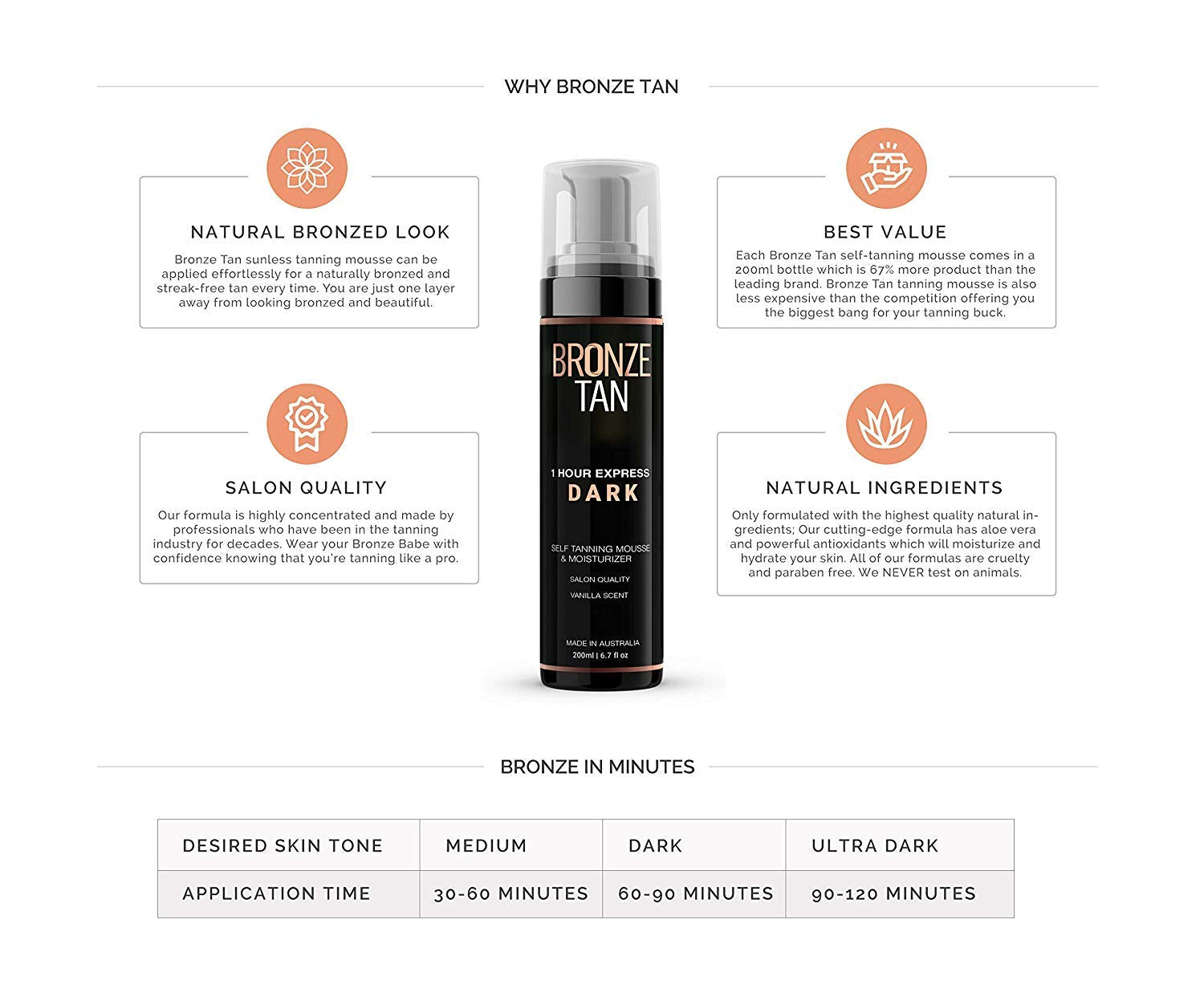 Existing Beauty Bronze Tan Mousse finished leg shows natural bronze
