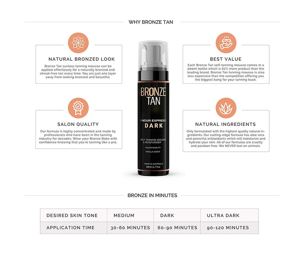 Existing Beauty Bronze Tan Mousse finished leg shows natural bronze