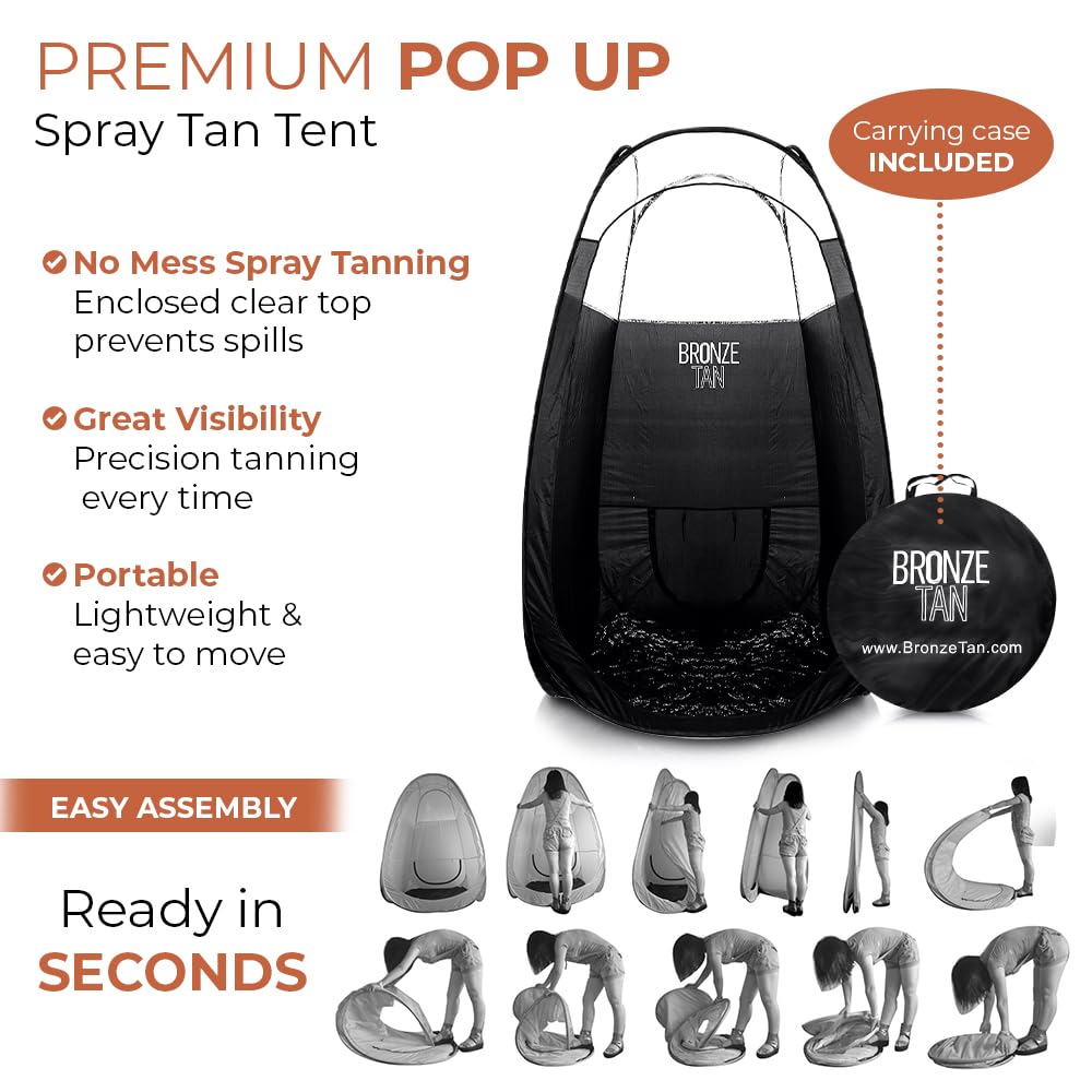 Existing Beauty Bronze Tan waterproof tent material prevents overspray and cleans easily.