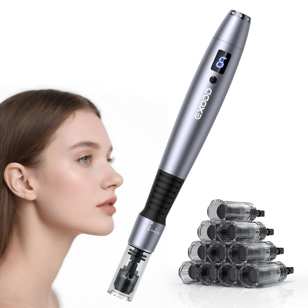 EXODD Derma Roller Kit in travel case enables on-the-go skincare routines.