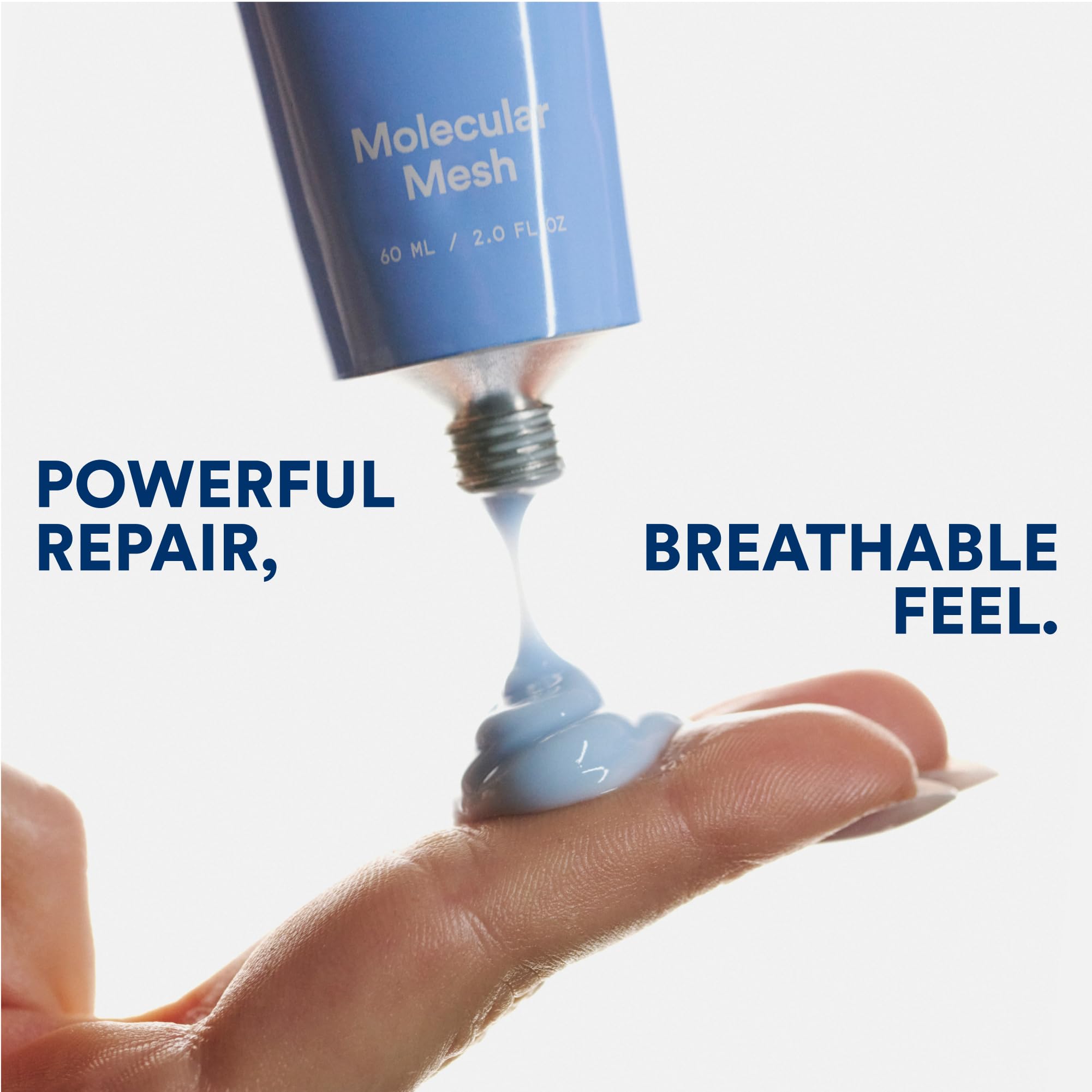 Experiment Molecular Mesh Barrier Repair application dots illustrate easy layering under SPF.