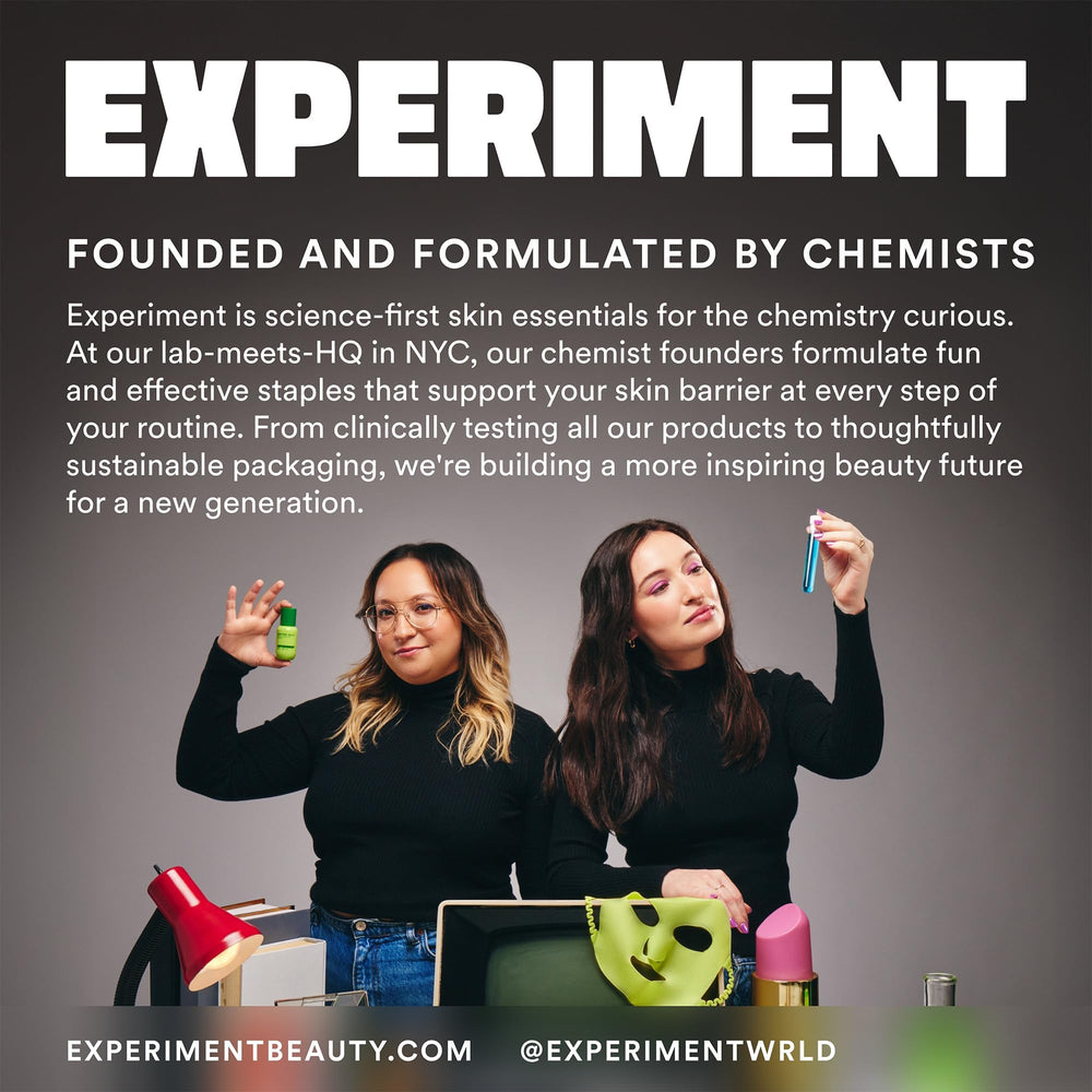 Experiment Serum on vanity with routine cards visualizes hydration through skincare ritual