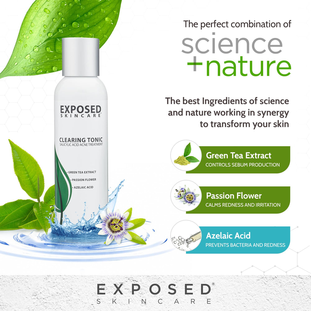 Exposed Skin Care acne-treatment-routine-kit-step image suggests multi-step regimen.