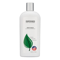Exposed Skin Care body wash bottle pour for easy cleansing on back acne-prone skin