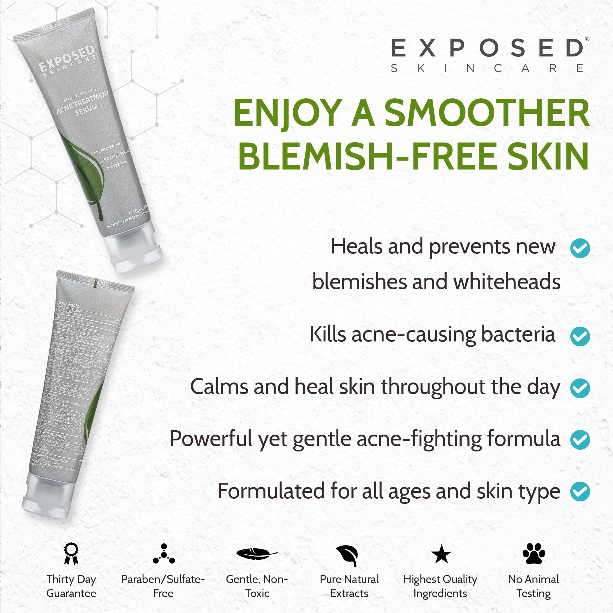 Exposed Skin Care cruelty-free logo on packaging.