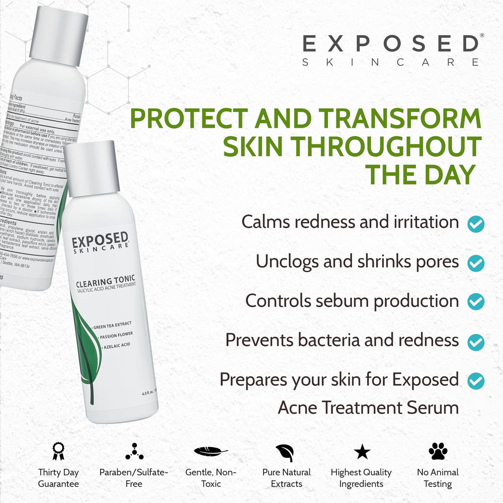 Exposed Skin Care green tea extract focus underscores antioxidant support for clearer skin.